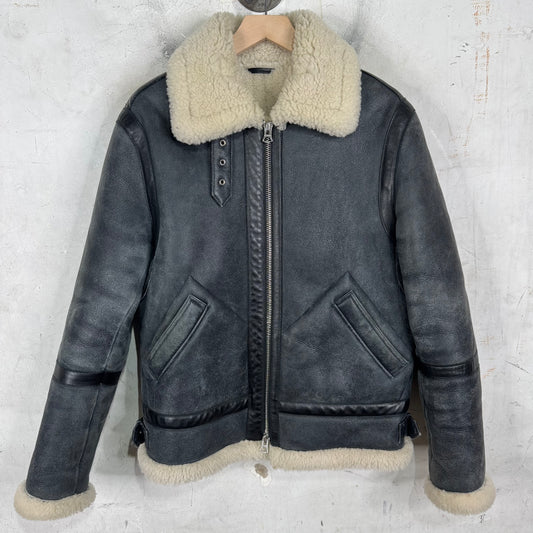 Acne Studios Blisterred Leather Shearling Pilot Jacket