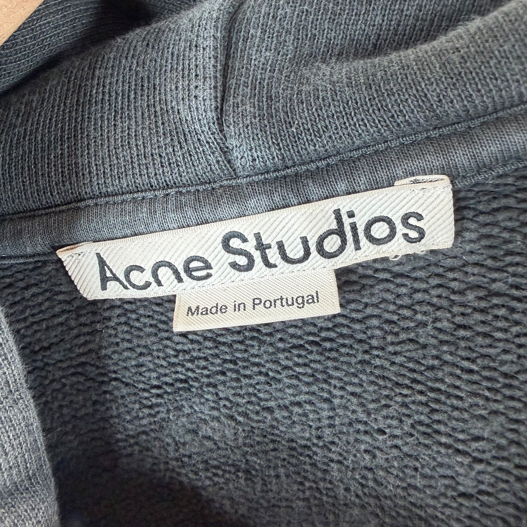 Acne Studios Plain Cropped Charcoal Gray Hoodie