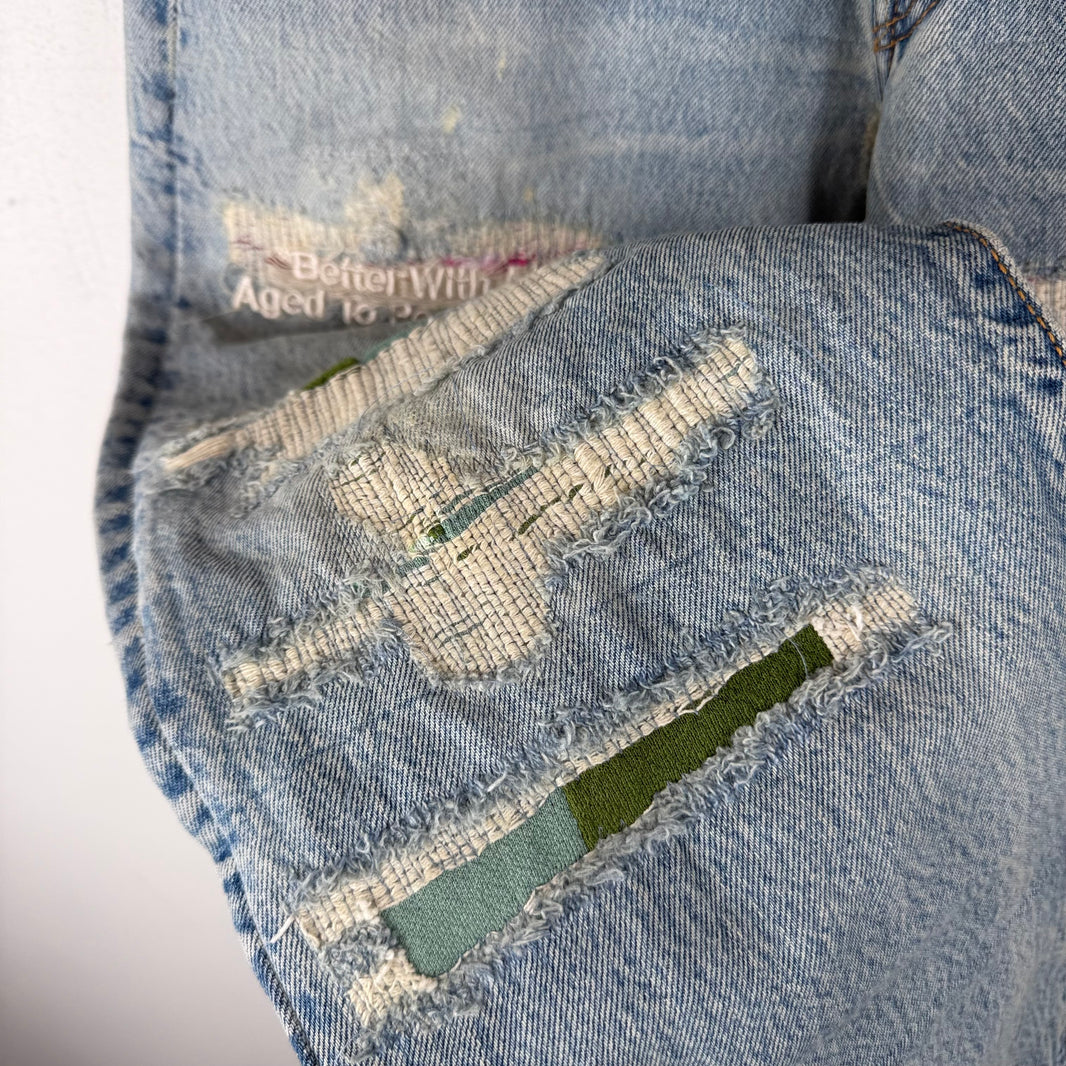 Better With Age Repaired Patched Jeans
