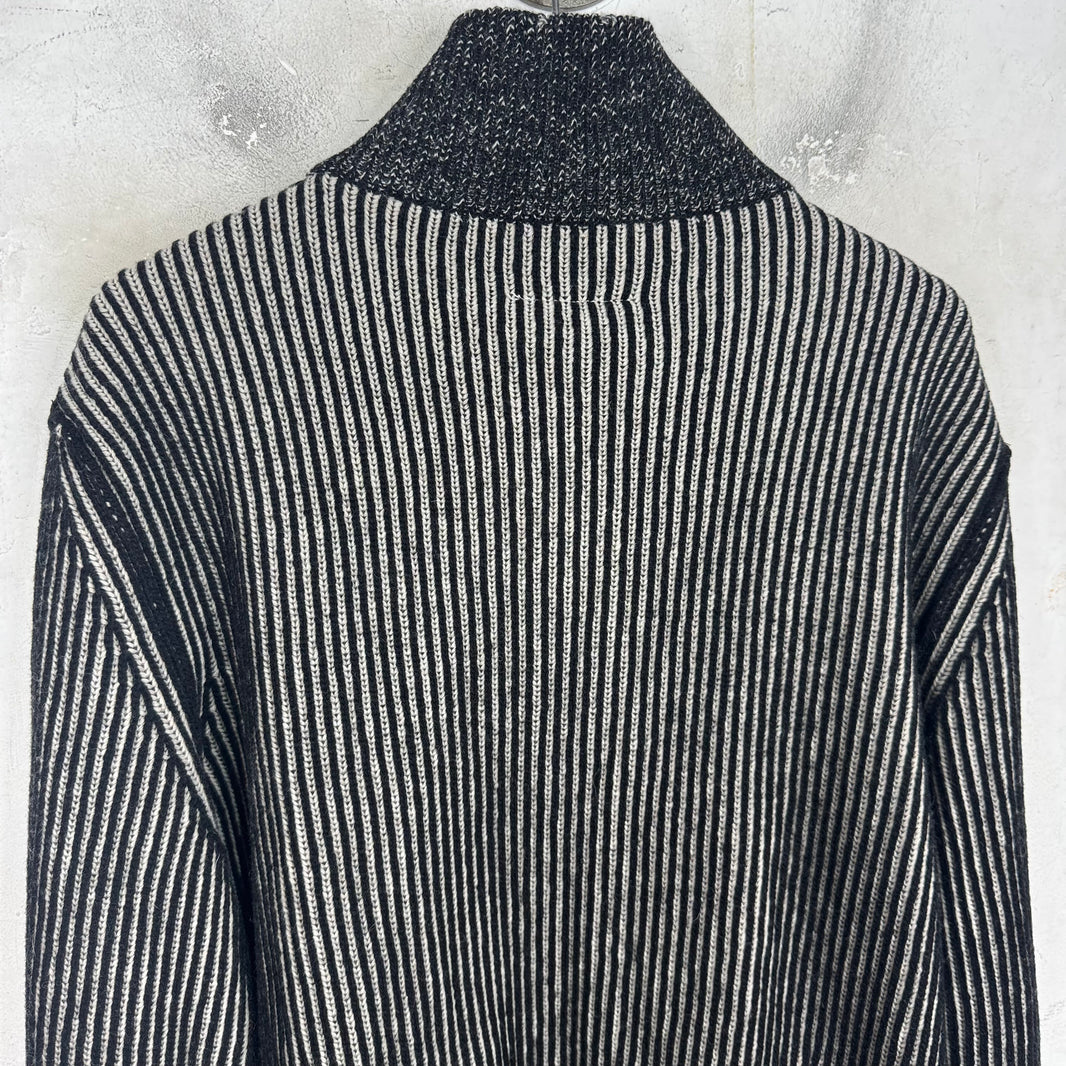 MM6 Black Distressed Zip Sweater