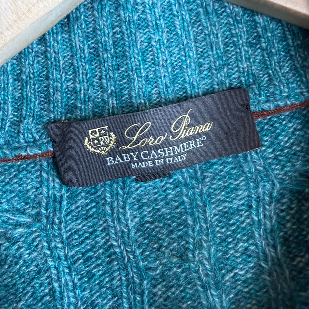 Loro Piana Teal Baby Cashmere Quarter Zip Jacket