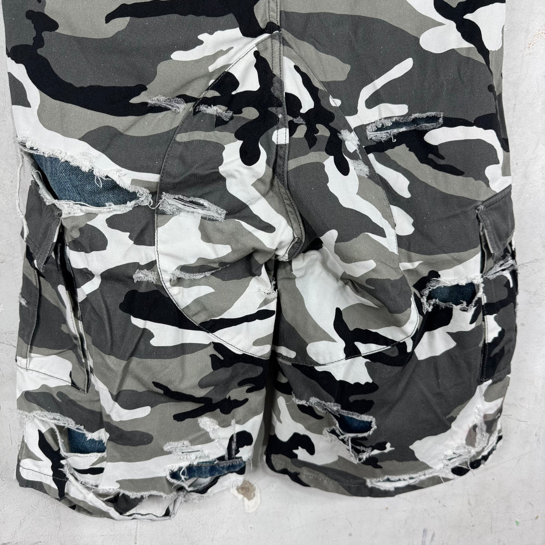 Balenciaga Trompe Layered Snow Camo Shorts