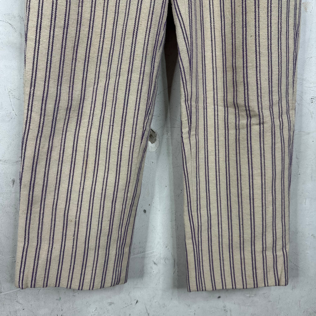 Bode Beige Purple Pinstriped Trousers