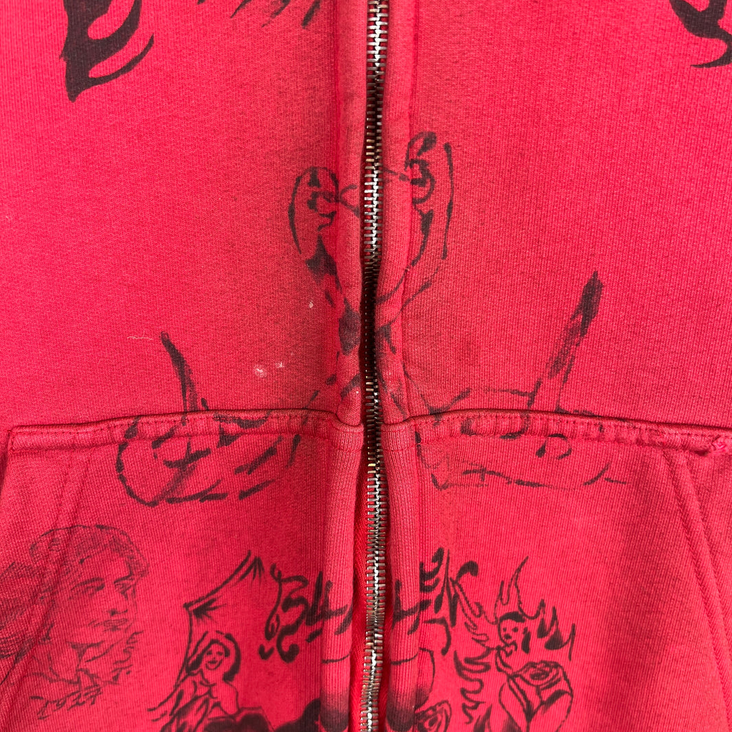 Balenciaga Red Tattoo Zip-Up Hoodie