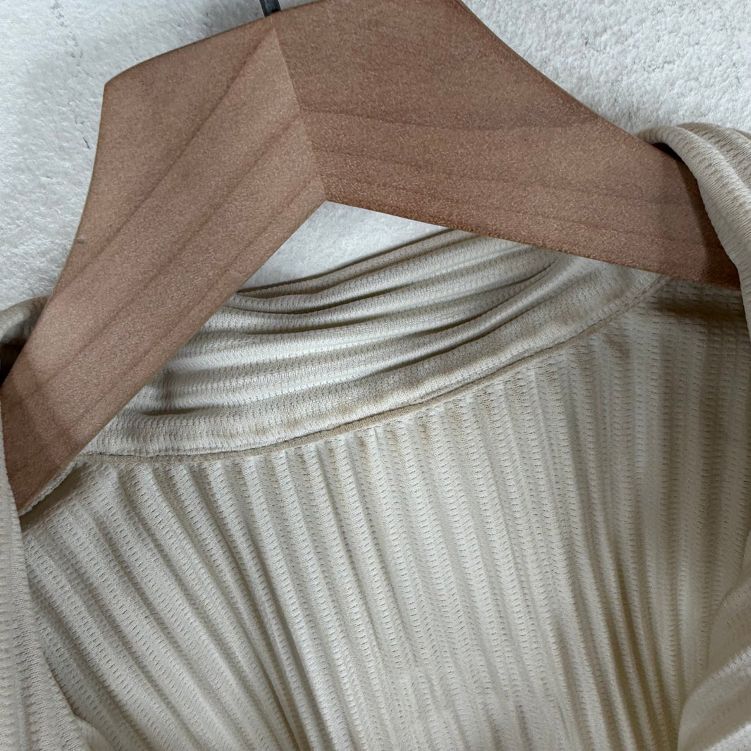 Issey Miyake Plisse Eggshell Polo