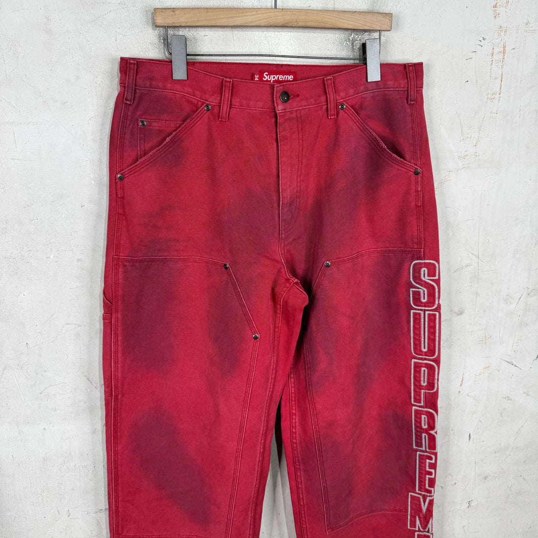 Supreme Red Faded Logo Carpenters