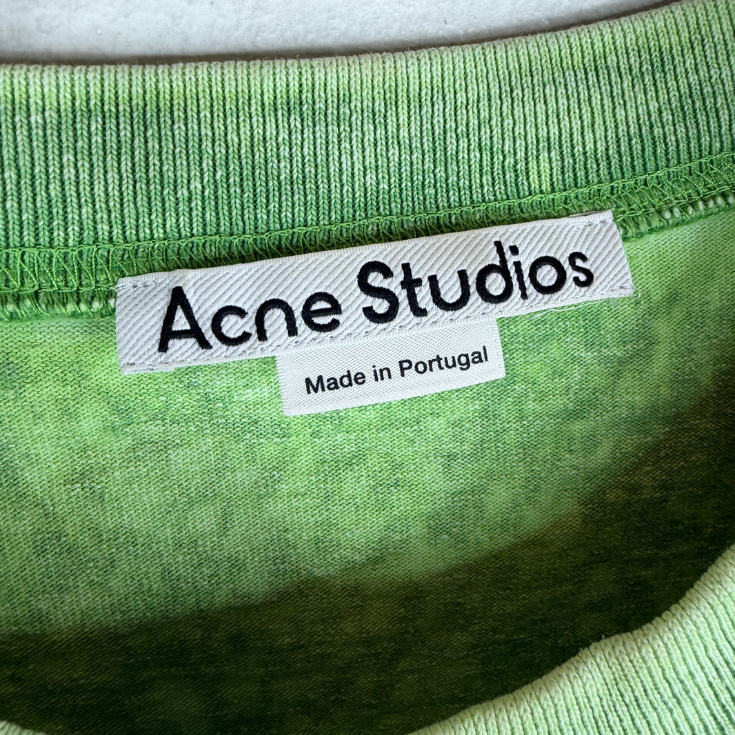 Acne Studios Acid Green Crystal Logo T-Shirt