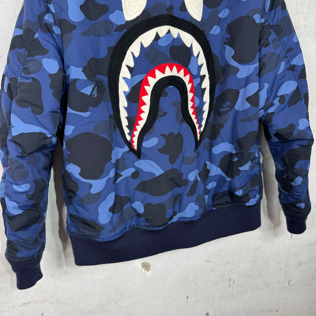 Bape Blue Camo Shark Bomber Jacket