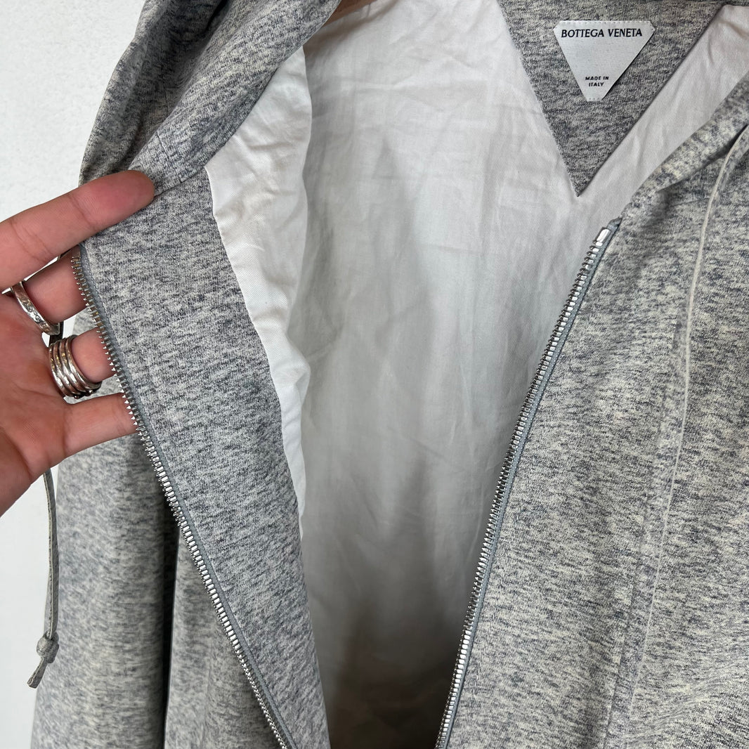 Bottega Veneta Printed Leather Zip Up Hoodie