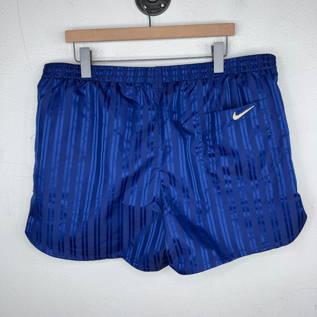 Bode Nike Blue Striped Swim Trunks
