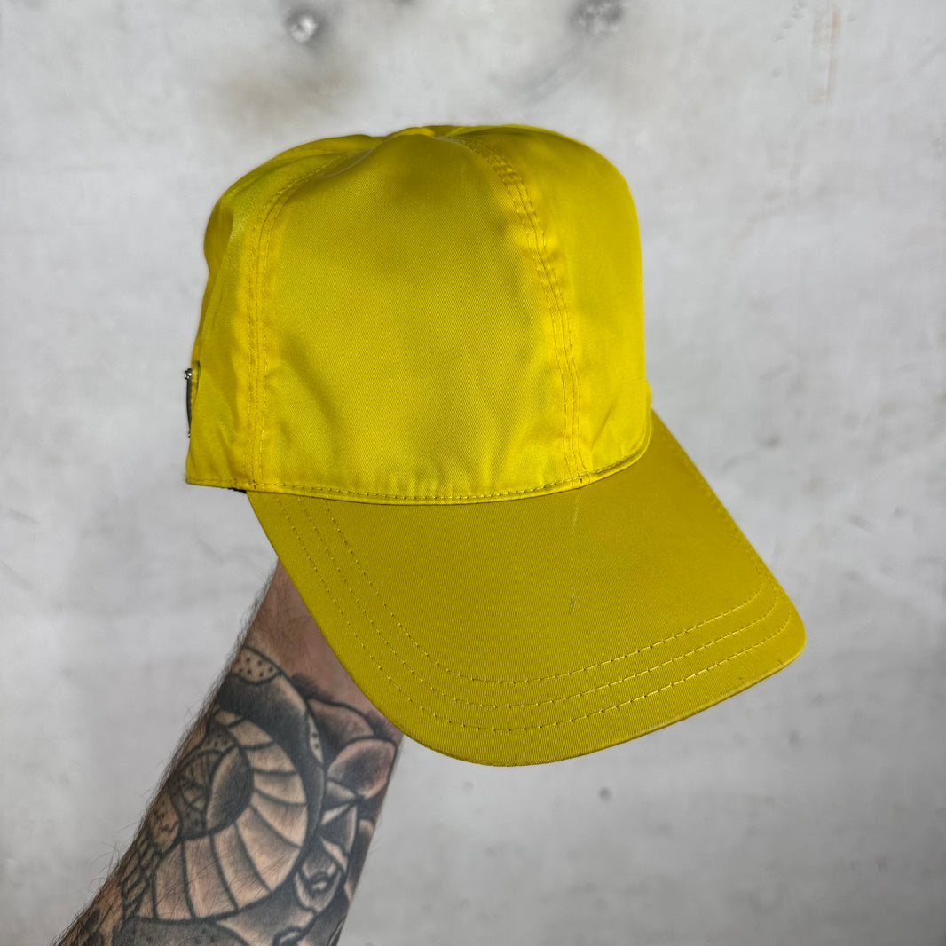 Prada Yellow Nylon Plaque Hat