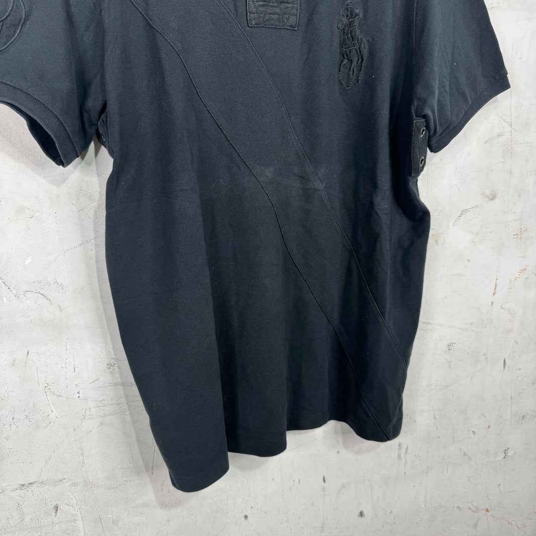 Ralph Lauren Tonal Black Diagnal Pony Polo