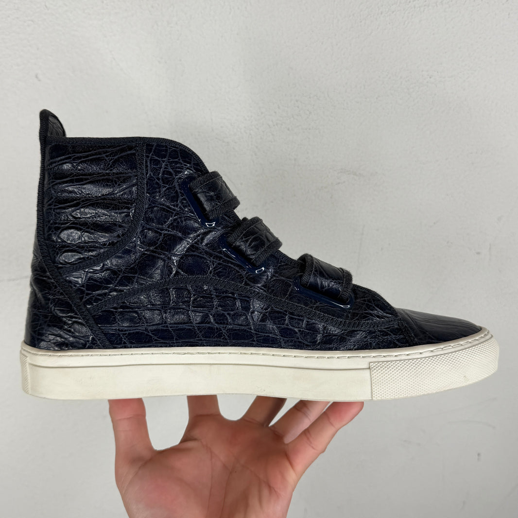 Raf Simons Navy Croc Velcro Strap Sneakers