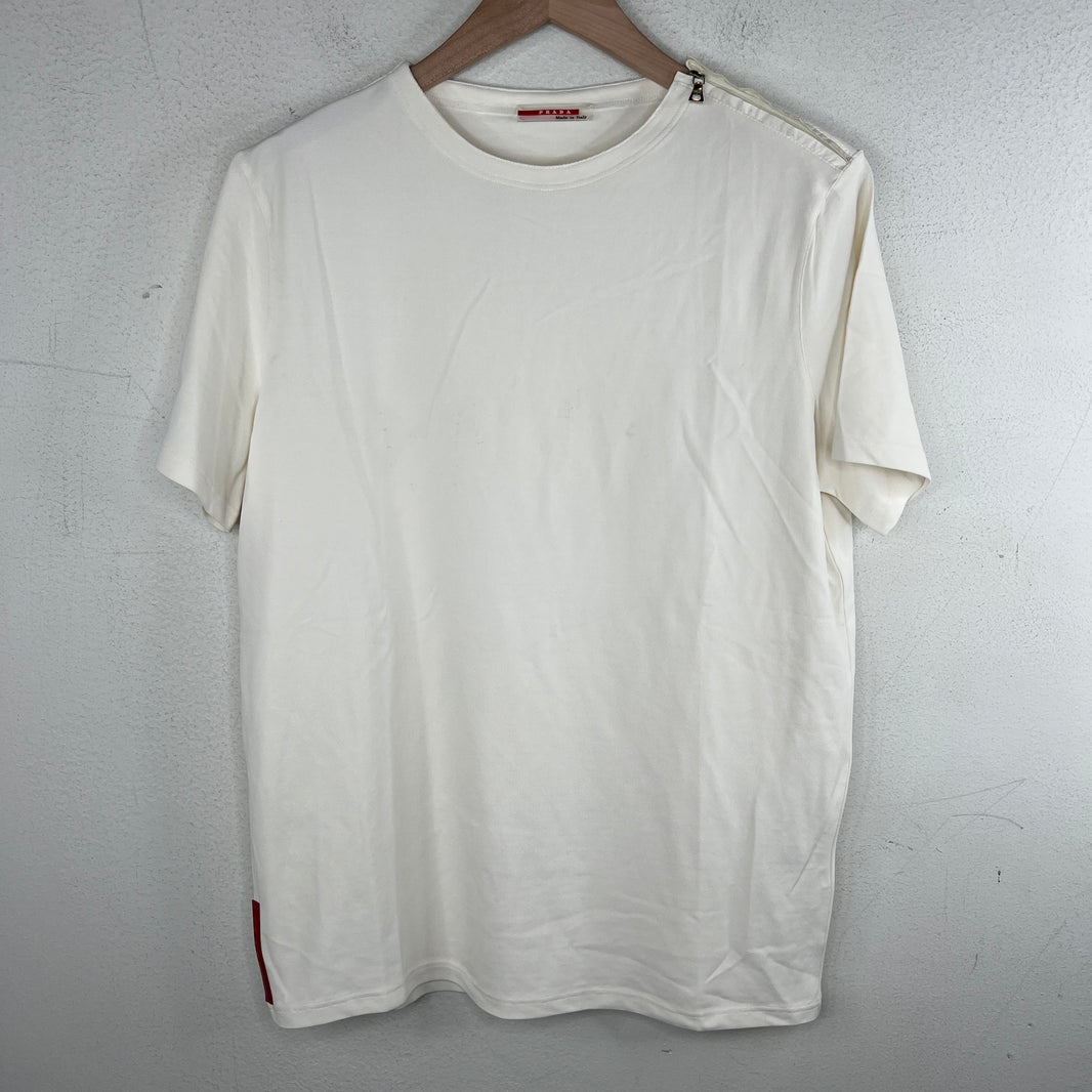 Prada White Zipper Detail T-Shirt