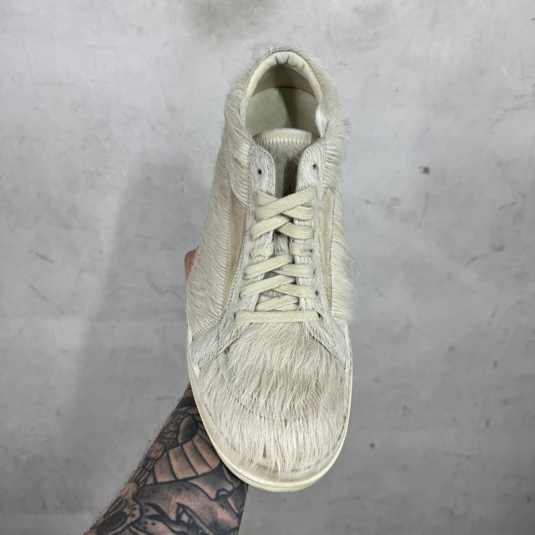 Rick Owens Cream Ponyhair Low Vans