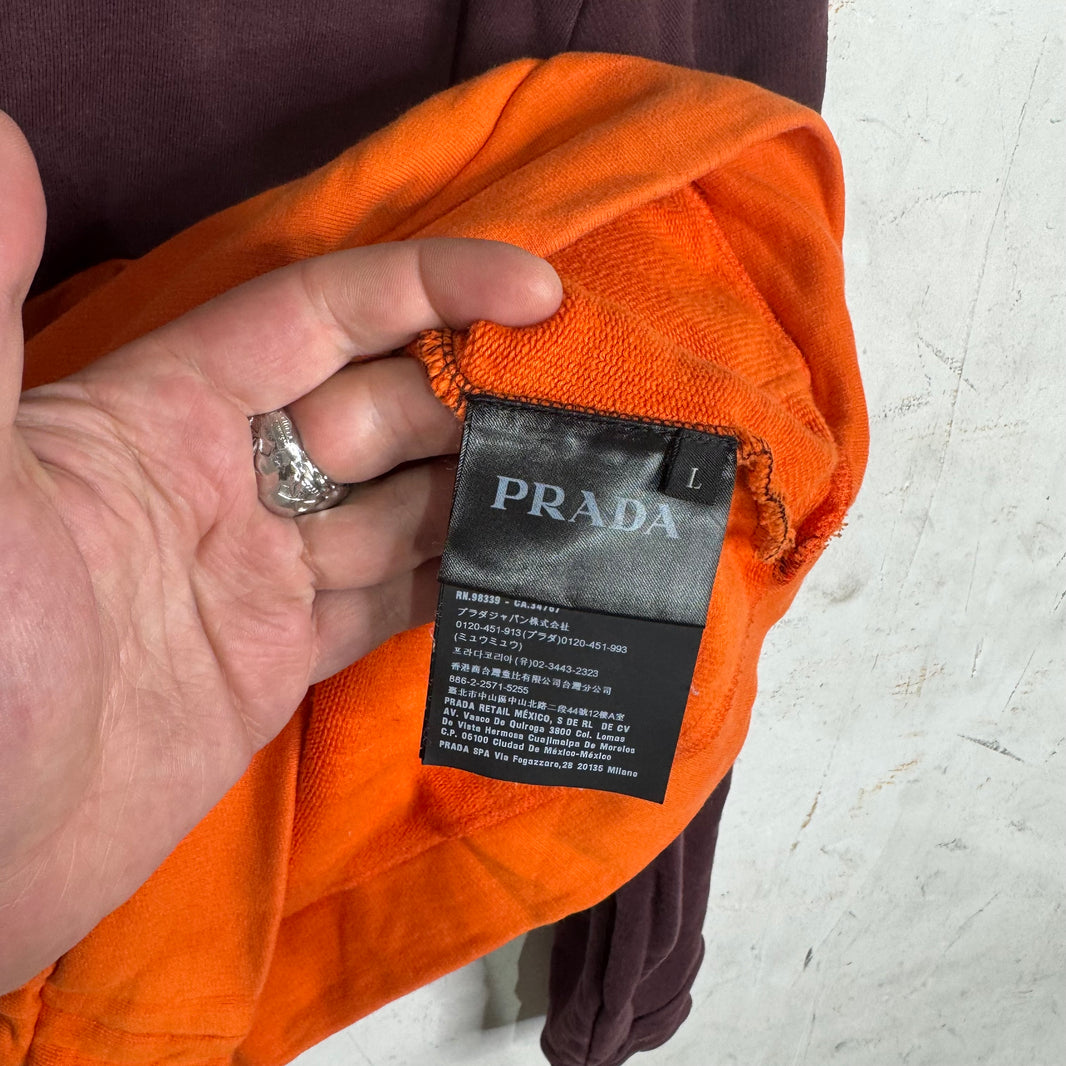 Prada Color-Blocked Rubber Badge Half Zip Hoodie