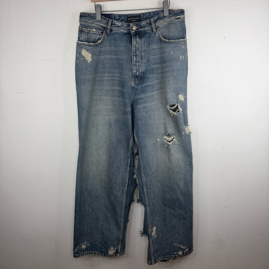 Balenciaga Mud Show Destroyed Jeans