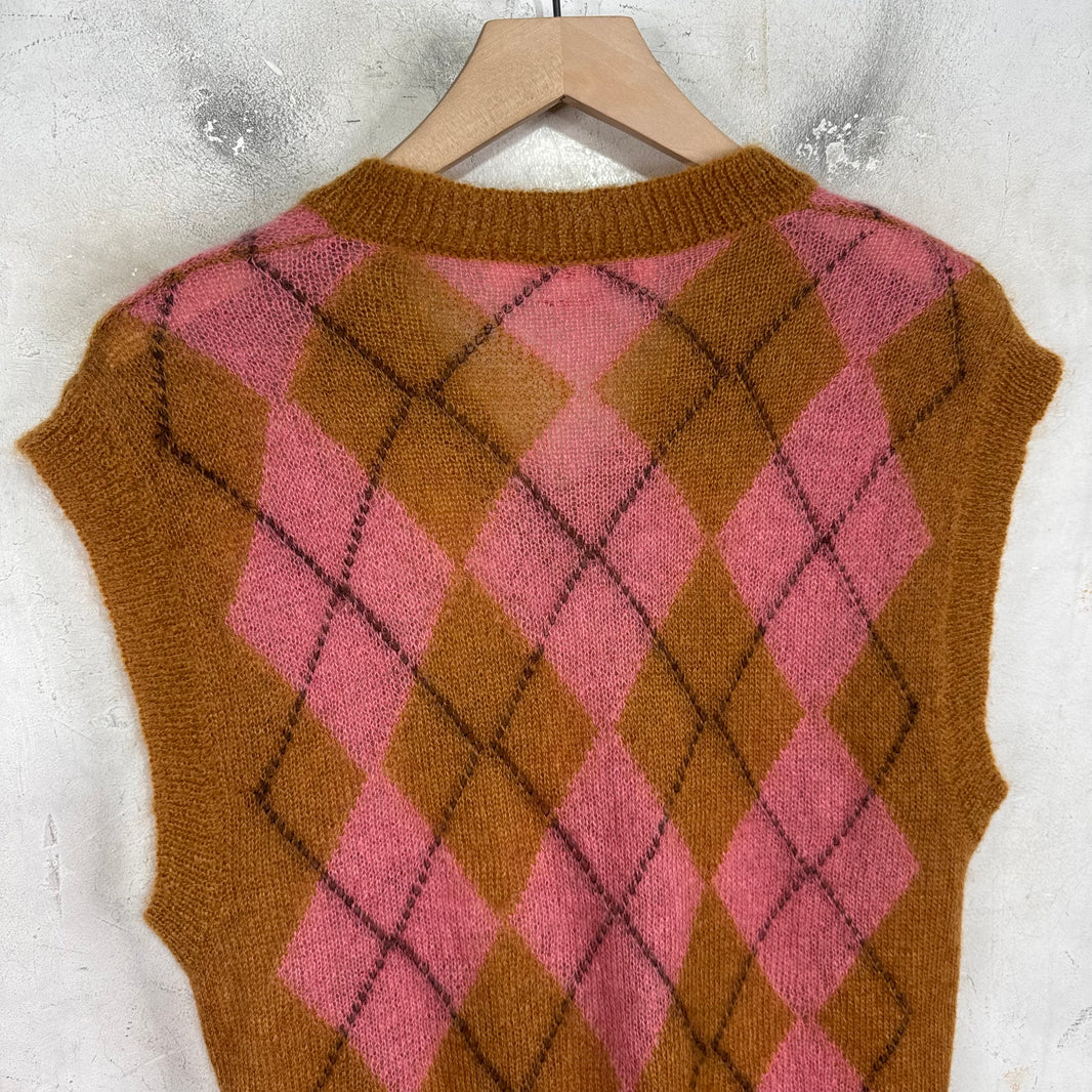 Marni Fuzzy Mohair Argyle Sweater Vest