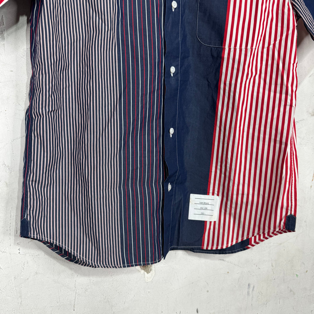 Thom Browne Navy Multi Striped S/S Shirt