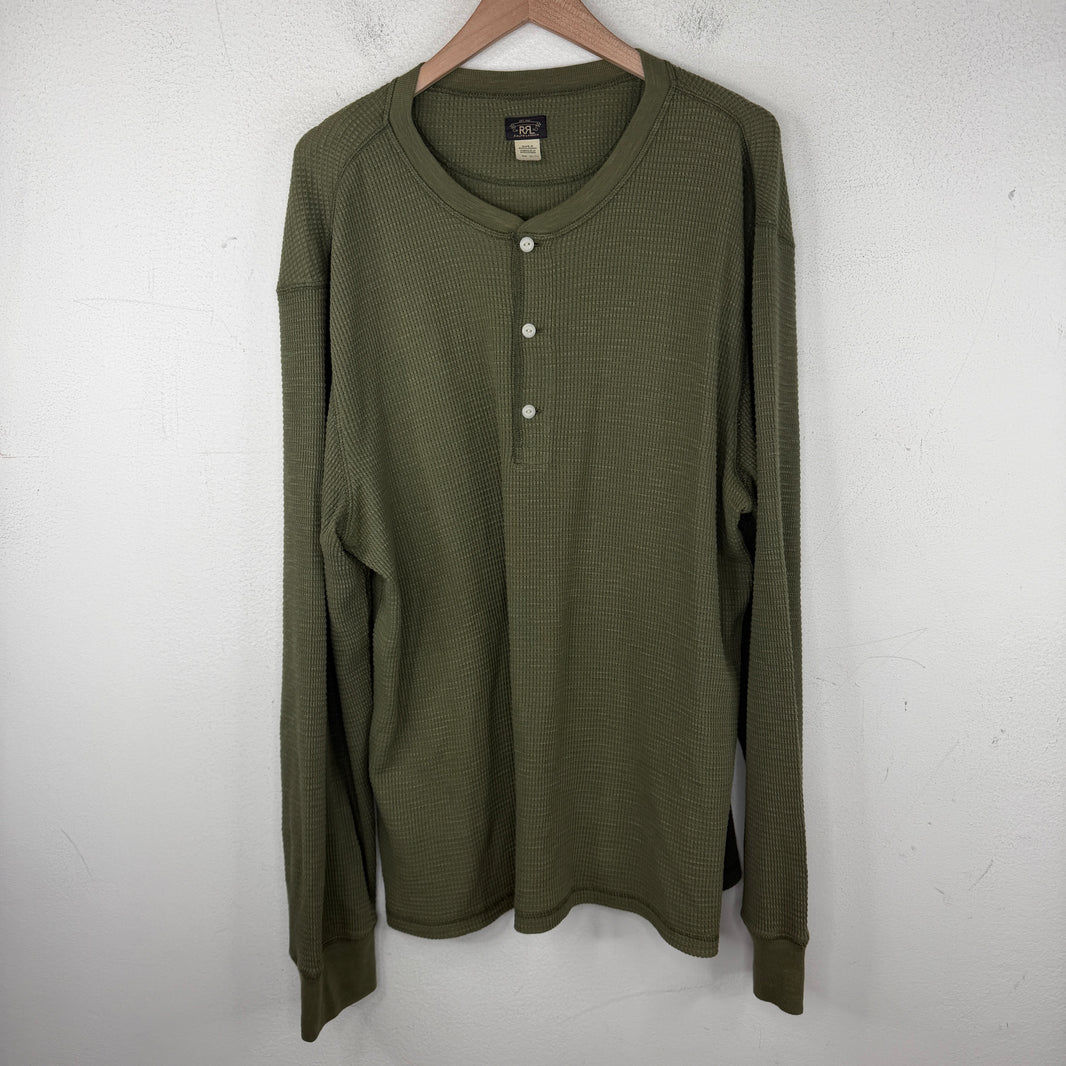 RRL Green Thermal Henley Shirt