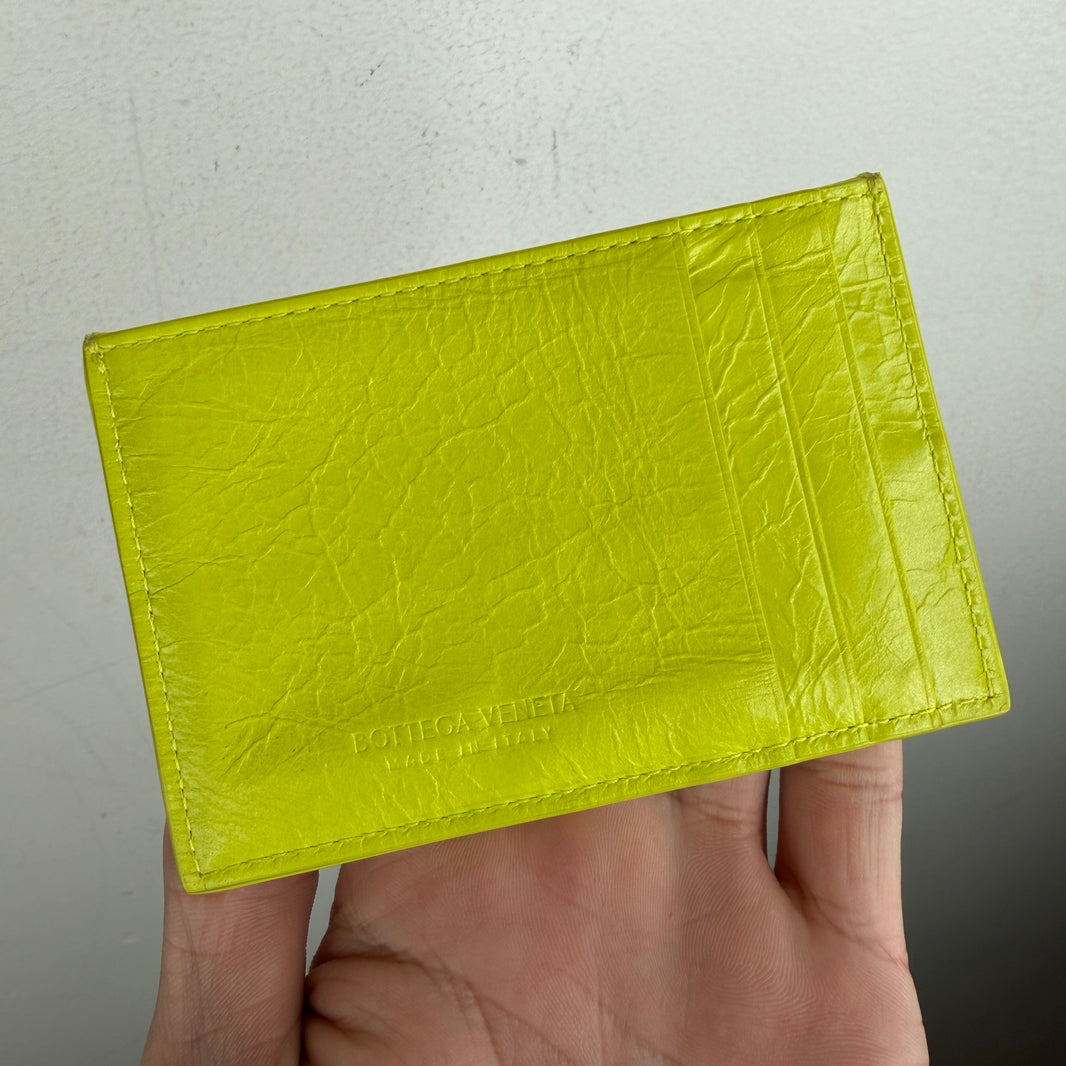 Bottega Veneta Lime Green Cassette Card Holder