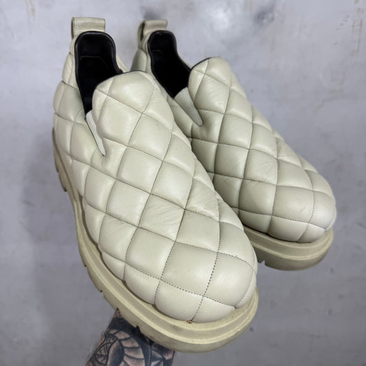 Bottega Veneta Cream Quilted Padded Loafers
