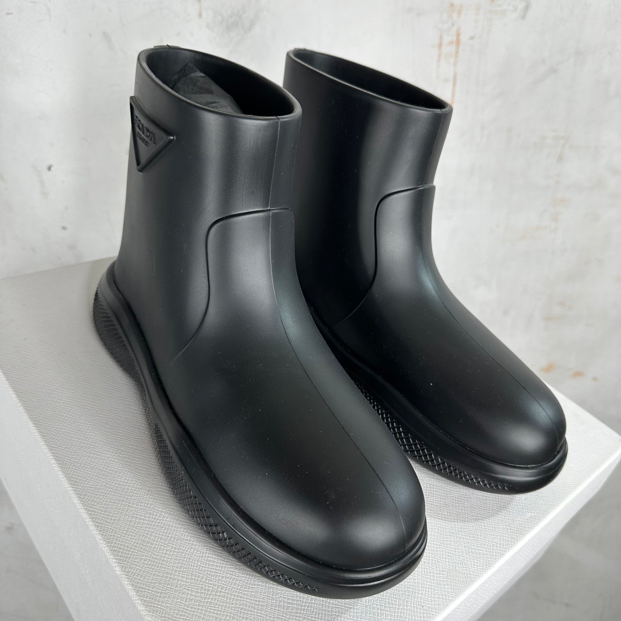 PRADA Molded Recycled Rubber Black Boots