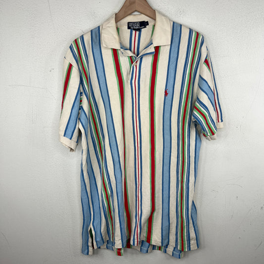 Polo Ralph Lauren White Vertical Striped Polo T-Shirt