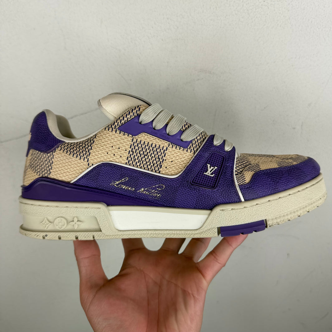 Louis Vuitton Purple/Cream Damier Trainers