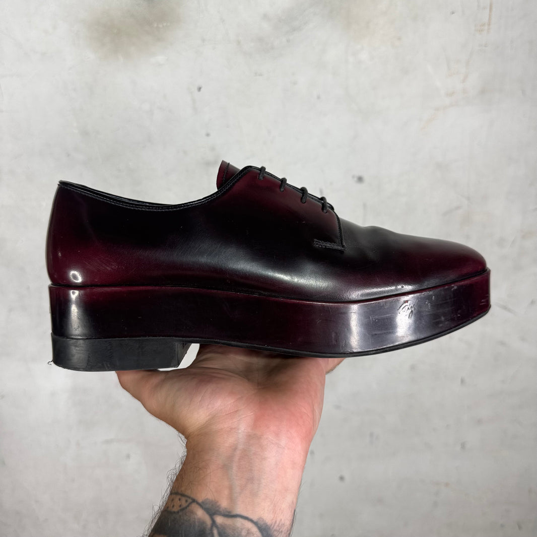 Prada Oxblood Garnet Brushed Derby's
