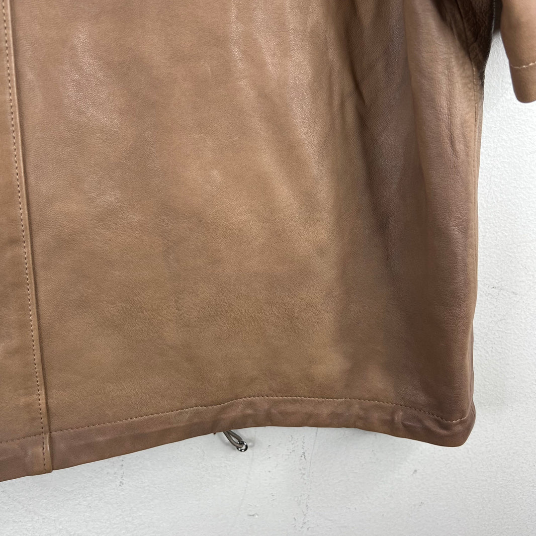 Prada Brown Nappa Lambskin Zip Shirt