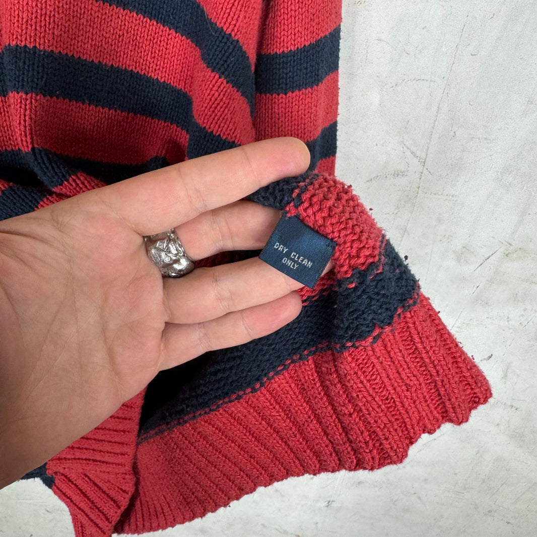 Ralph Lauren Red/Navy Cotton Hand Knit Sweater