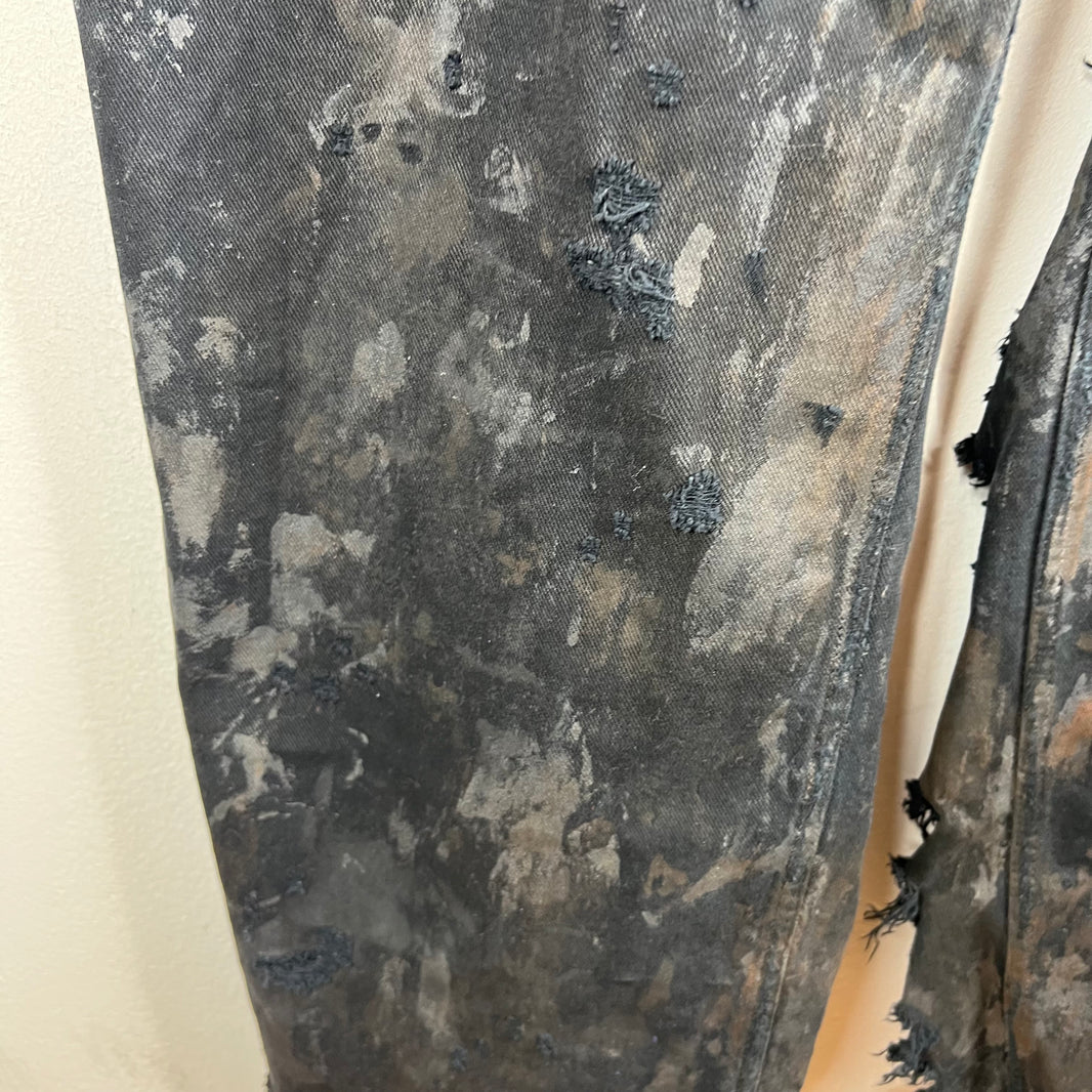 Balenciaga Black Mud Distressed Jeans