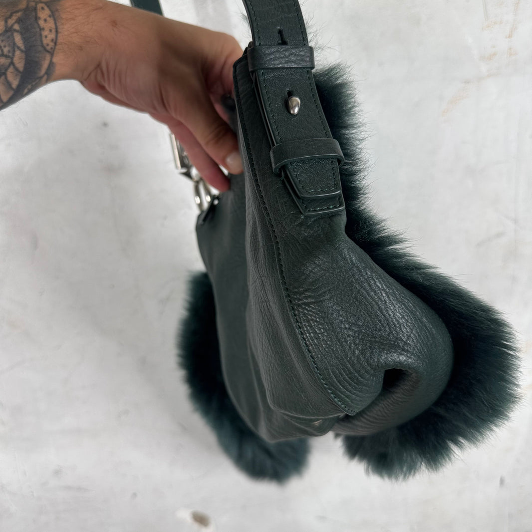Burberry Fuzzy Leather Messenger Pouch Bag