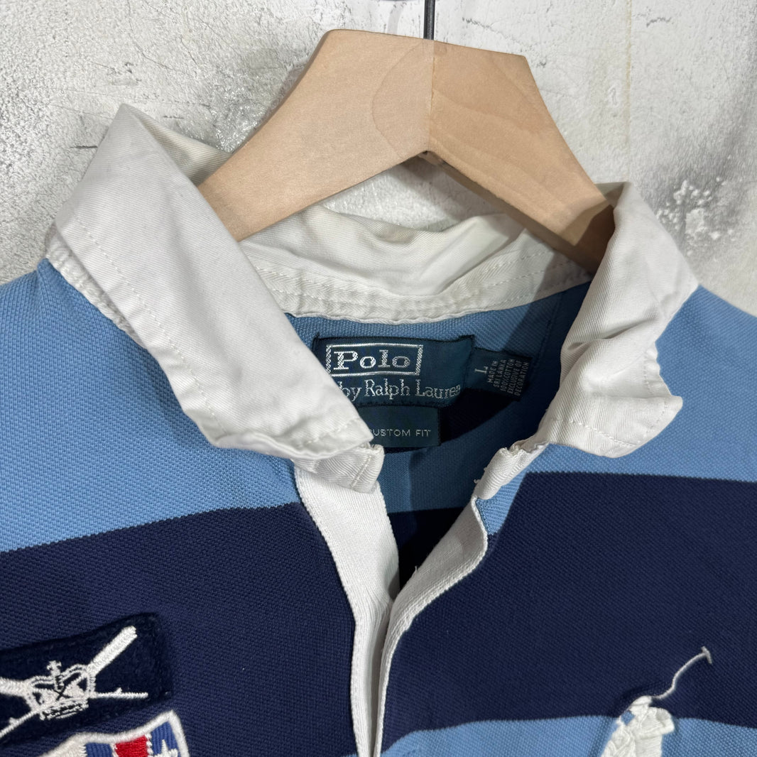 Ralph Lauren Blue Striped Crest Big Pony Polo