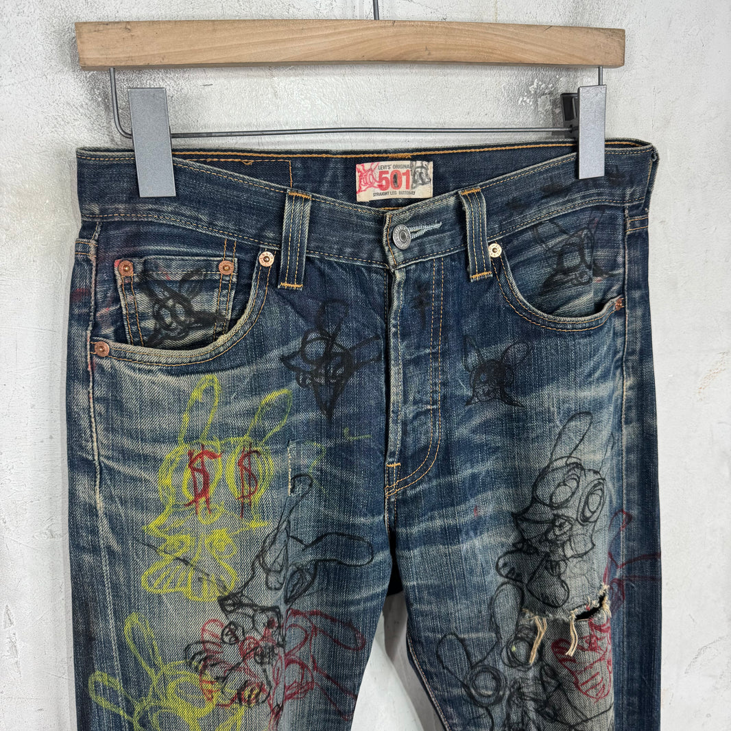 Skoloct Levis Sketched Distressed Jeans