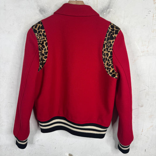 Saint Laurent Red Cheetah Varsity Jacket
