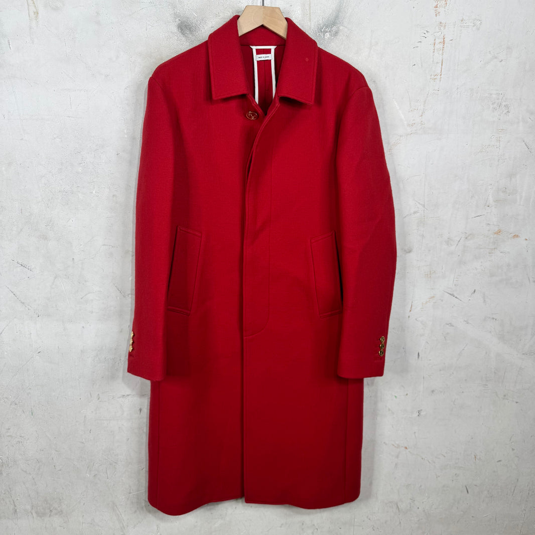 Thom Browne Red Wool Trench Coat