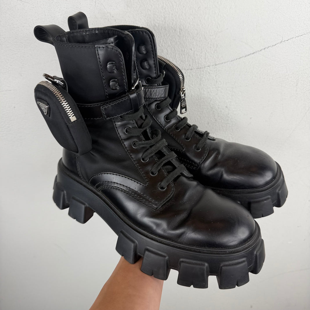 Prada Monolith Cargo Combat Boots