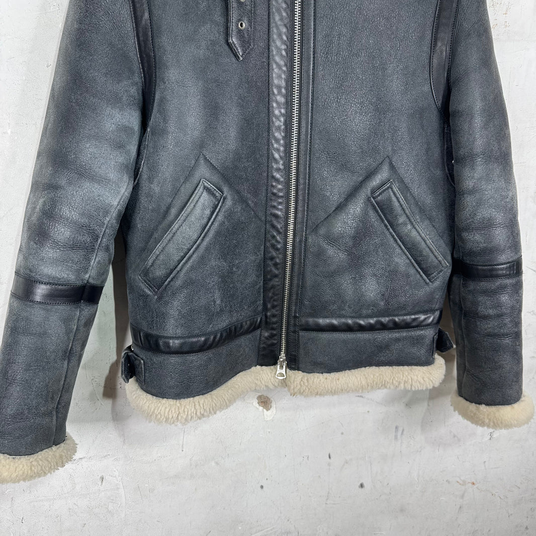 Acne Studios Blisterred Leather Shearling Pilot Jacket