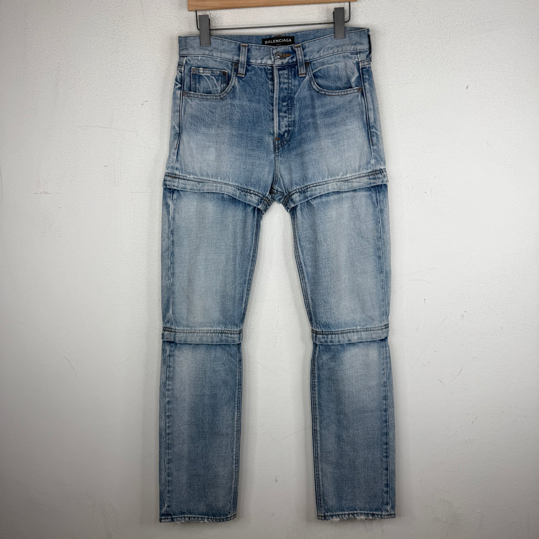 Balenciaga Triple Layer Convertible Denim Jeans