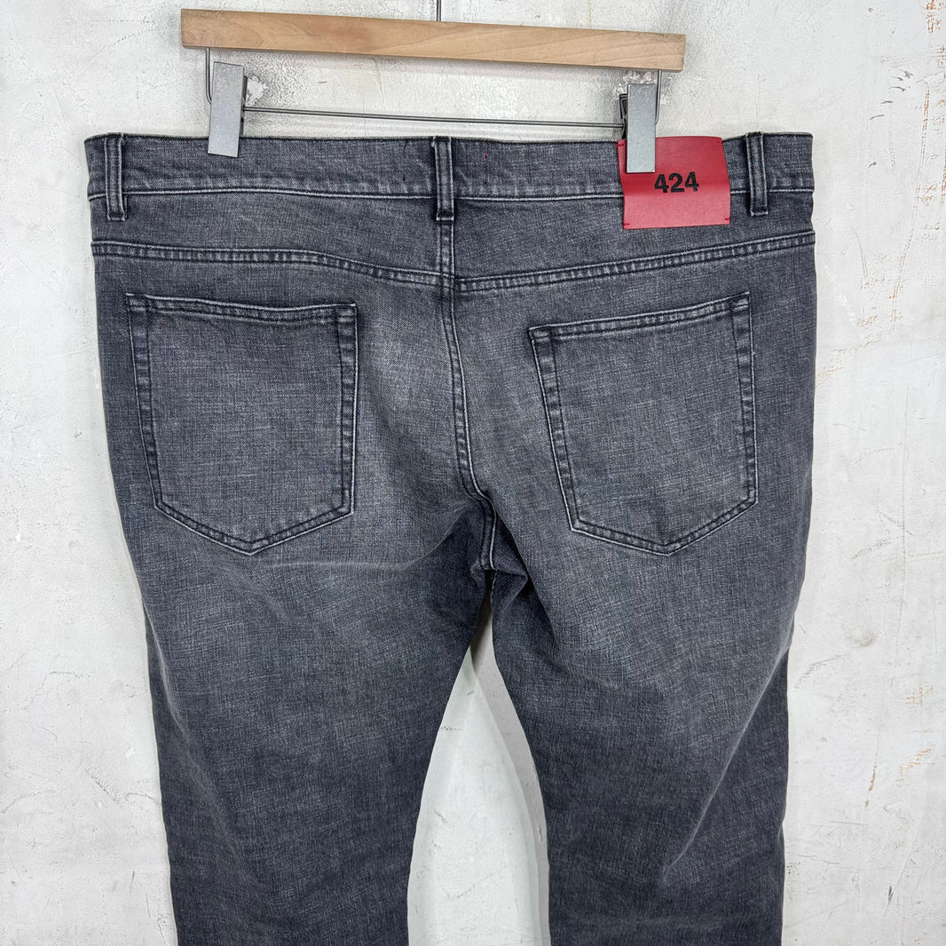 424 Frayed Hem Charcoal Jeans