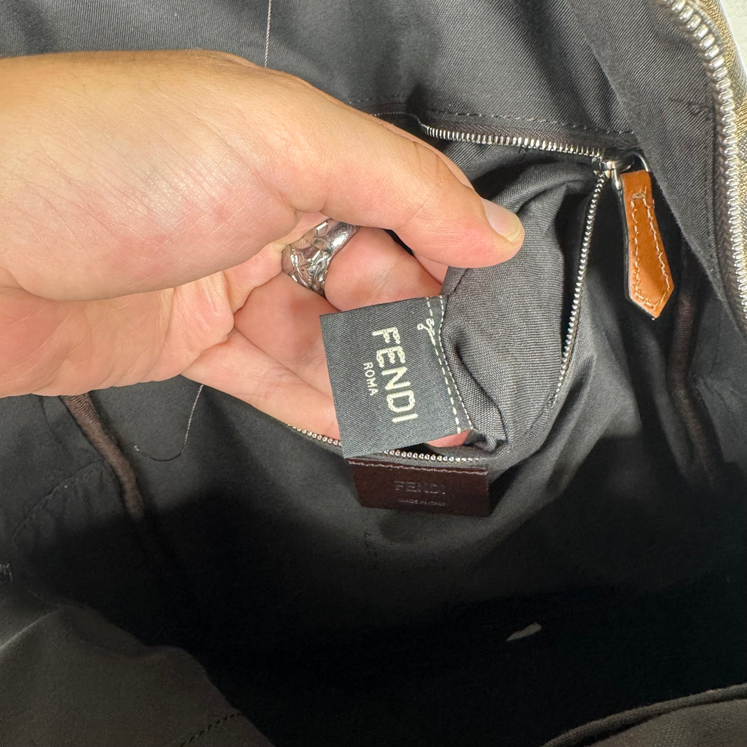 Fendi Leather Paneled Zucca Backpack