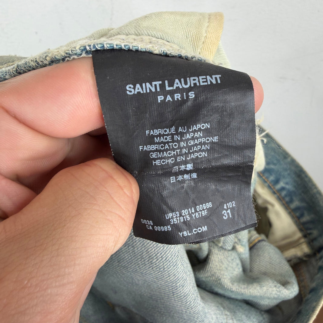 Saint Laurent D02 Washed Light Blue Distressed Jeans