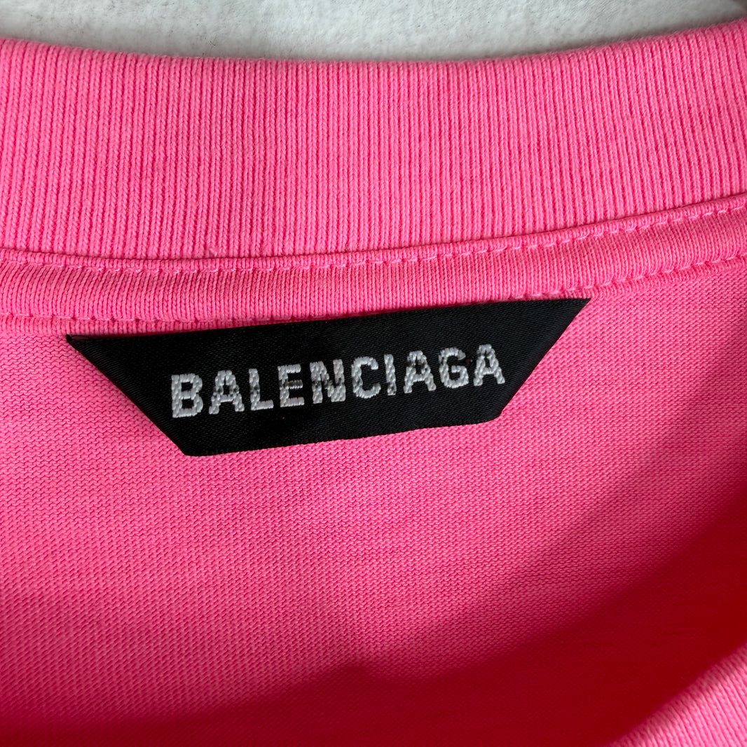 Balenciaga Pink Sponsor Logo T-Shirt