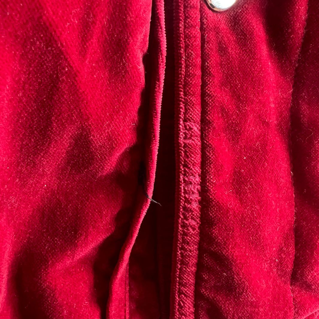 Balmain Red Velvet Crest Jacket