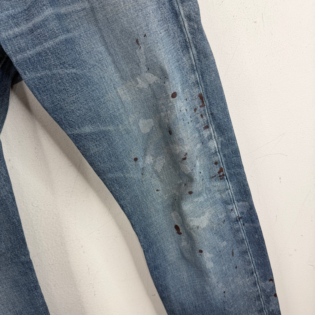Saint Laurent Washed Blue Paint Splatter D18 Jeans