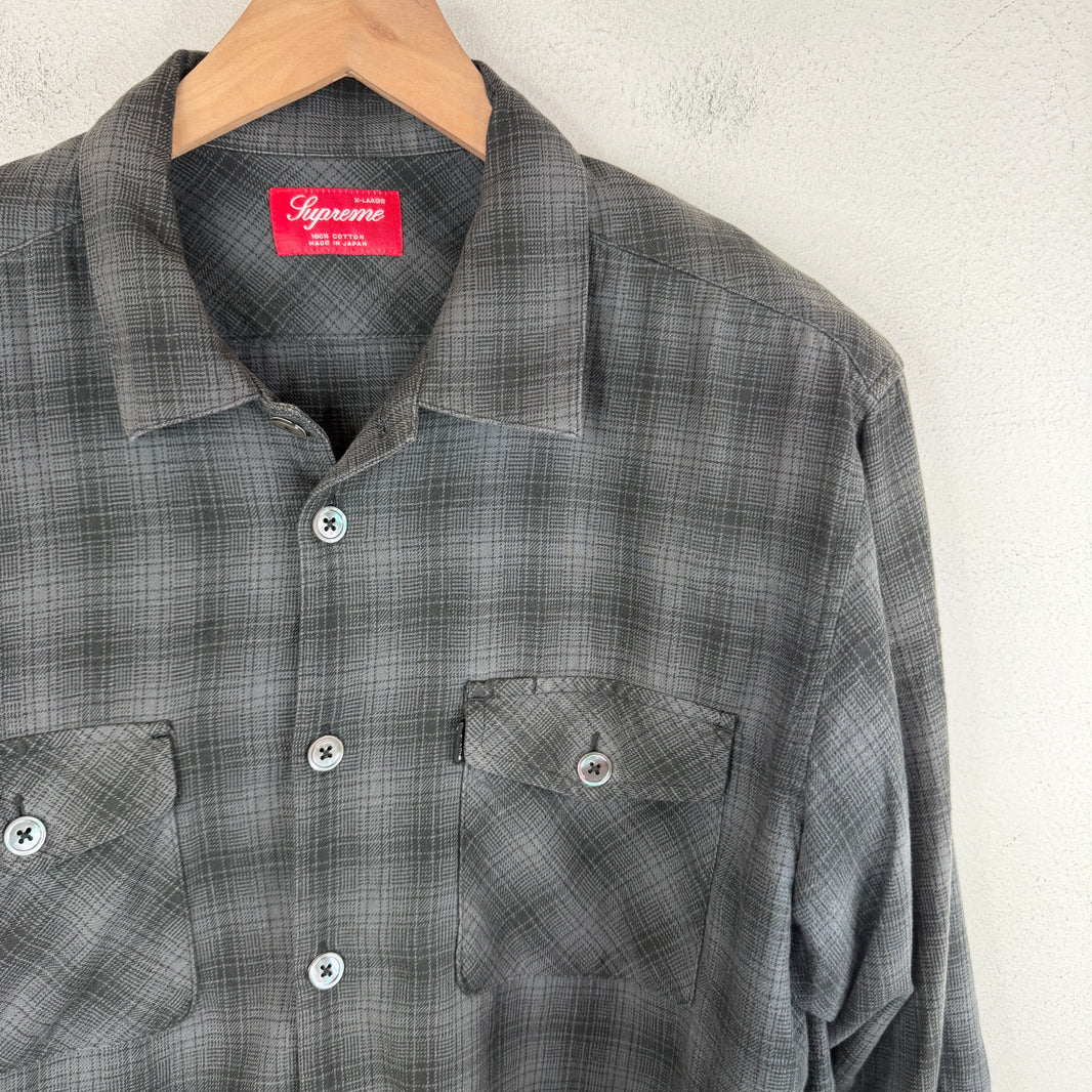 Supreme Gray/Black Button Up Flannel
