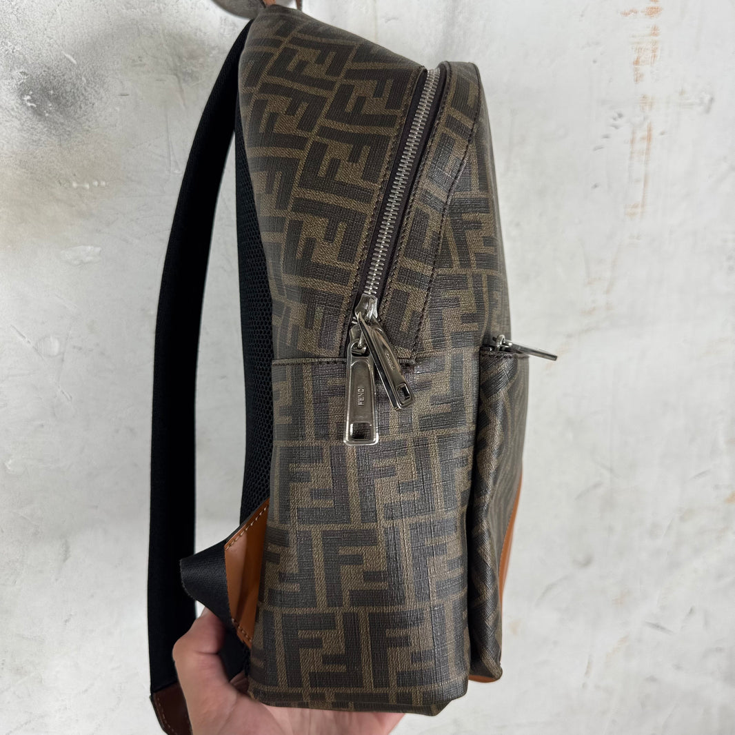 Fendi Leather Paneled Zucca Backpack