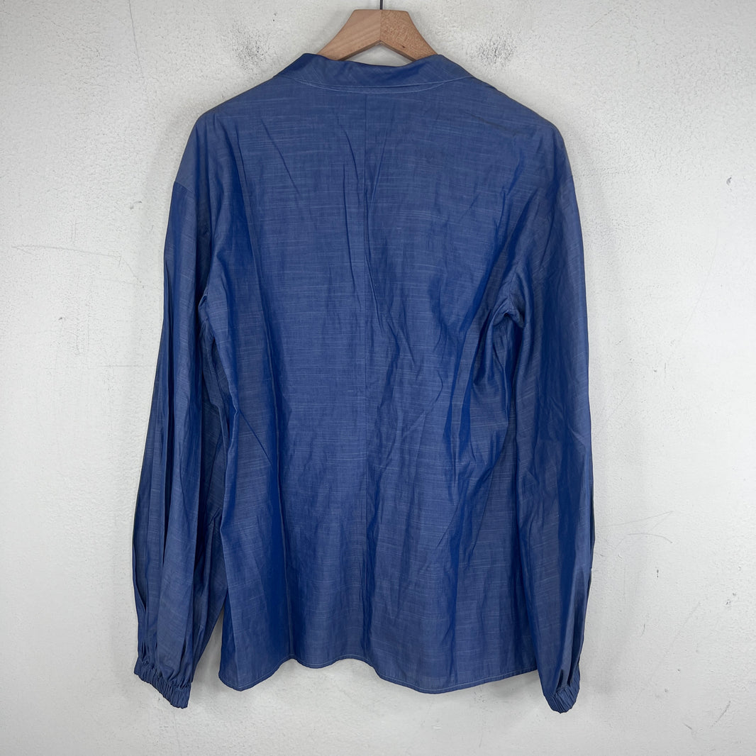 Chanel Blue Button Up Thin Blazer Jacket